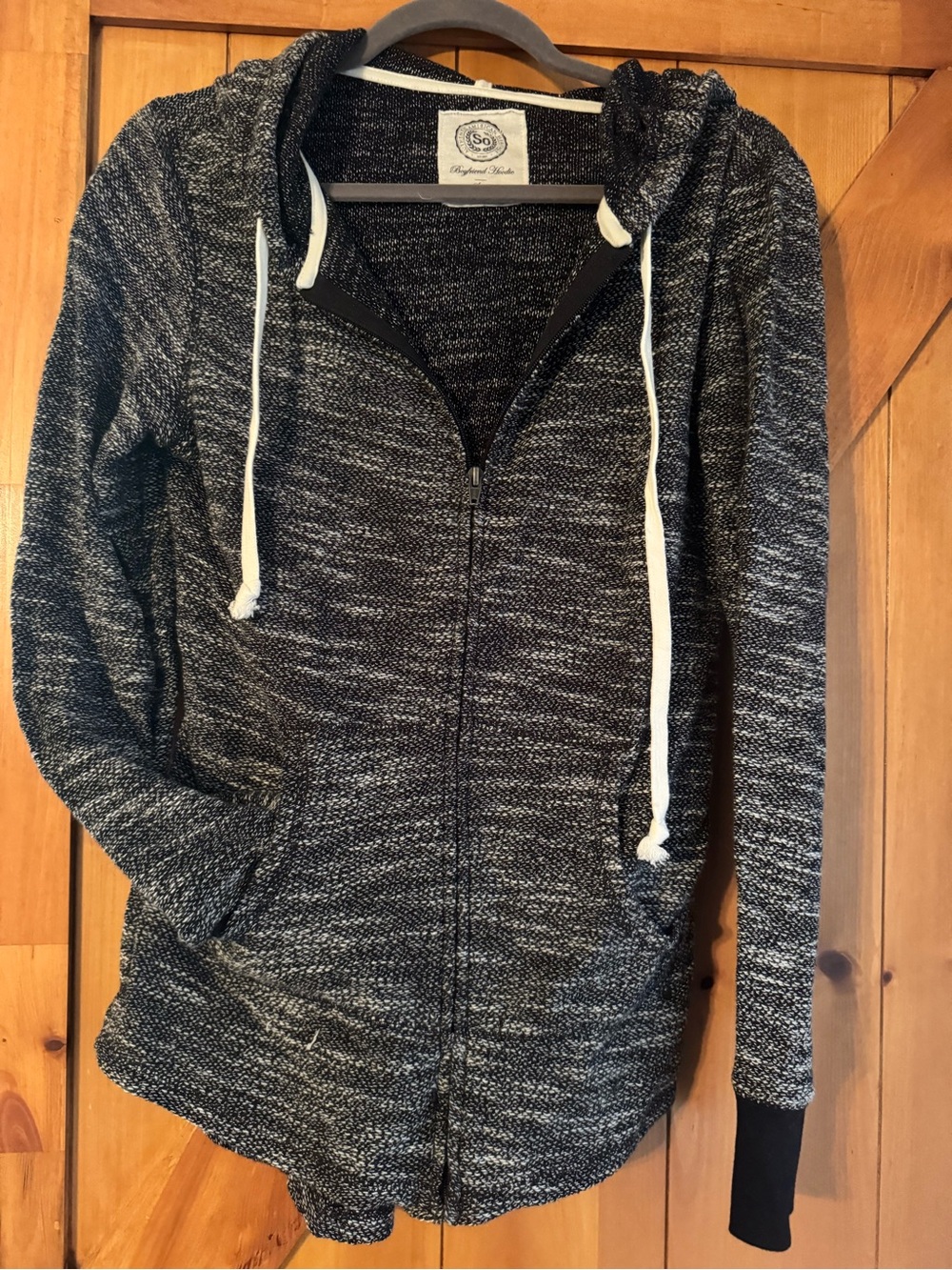 SO Black & White Marled Zip Hoodie